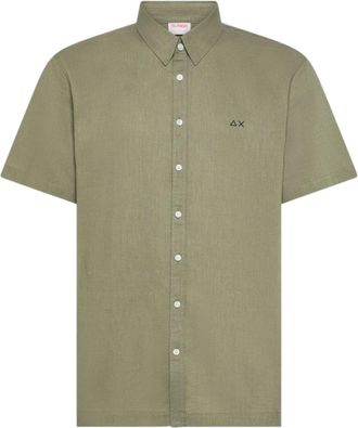 Sun 68 Short Sleeve Shirt - Heren - Korte mouwen Overhemden - Groen - M - Katoen - Overhemden
