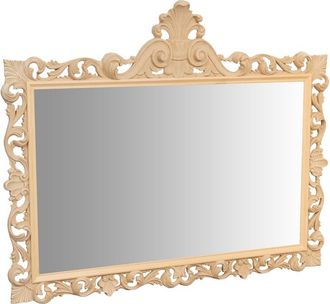 Biscottini International Espejo De Pared De Colgar De Madera En Acabado Aspero Hecho En Italia