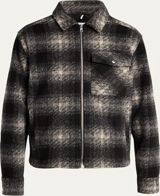 Moncler Mens Buffalo Check Full-Zip Shirt Jacket
