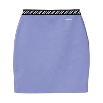 Versace Short Skirts, female, Purple, Size: 2XS Short Skirt with Embroidered Logo
