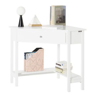 SoBuy Sobuy - Mesa De Ordenador, Mesa De Escritorio Con Un Caj&oacute;n, Triangular,blanco,fwt31-w Es