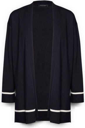 Elena Miro Viscosemix Cardigan met Streepdetails - Dames - Vesten - Blauw - S - Polyester - Truien & Vesten