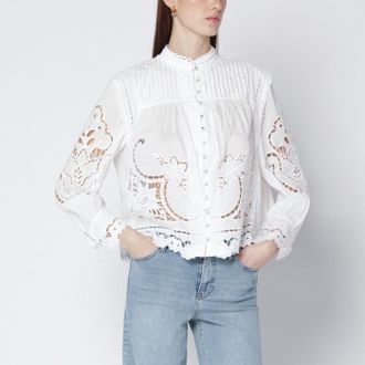 Farm Rio Richelieu White Cotton Blouse