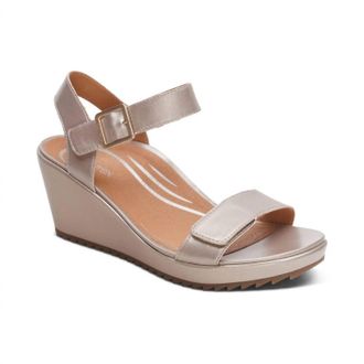 Aetrex Womens Andrea Wedge In Platinum