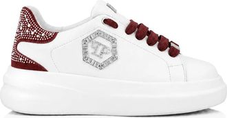 Philipp Plein Schoenen, Dames, Wit, 42 EU, Leer, Lo-Top Sneakers Megastar