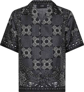 Amiri MA Check Camp Shirt - Heren - Korte mouwen Overhemden - Zwart - L - Overhemden