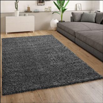 Paco Home Paco Home Alfombra Salón Pelo Largo Gris Antracita Shaggy Resistente Suave Robusta 200x280 cm