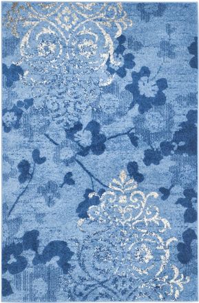 Safavieh Alfombra floral glam damask de polipropileno azul, 122 x 183 cm