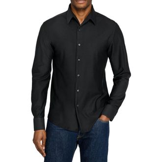 Brooklyn Brigade Solid Mapleton Luxe Cross Dyed Long Sleeve Shirt in Black at Nordstrom, Size Xx-Large