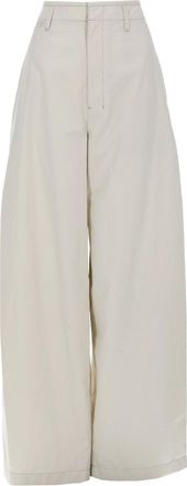 Christophe Lemaire Neutrals Wide-Leg Front Pleats Cotton Chinos