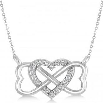 Allurez Infinity & Heart Diamond Pendant Necklace 14k White Gold (0.09ct)