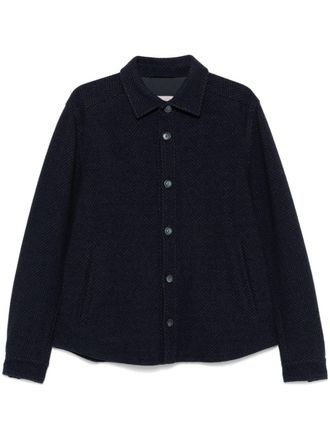 Herno Overhemd met visgraatpatroon - Blauw