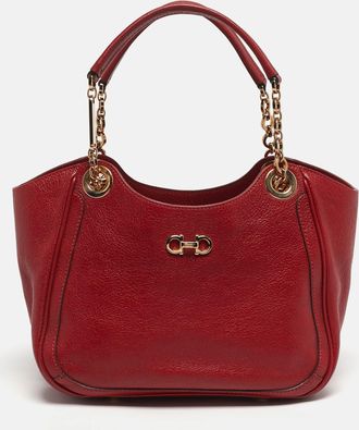 Ferragamo Betulla Red Leather Tote