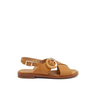 Frau Flat Sandals, female, Brown, Size: 11 US Cross Strap Buckle Sandals