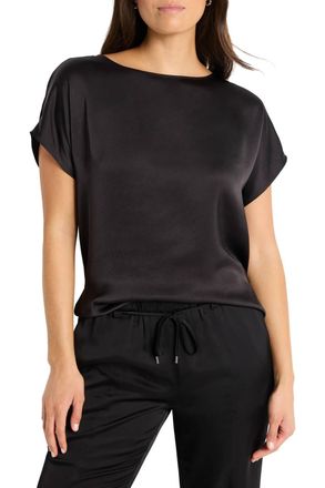 Nic+Zoe Day Gloss Woven Tee In Black Onyx