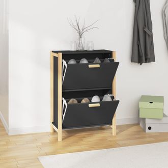 vidaXL Vidaxl - Mueble Zapatero Madera Contrachapada Negro 57,5x33x80 Cm