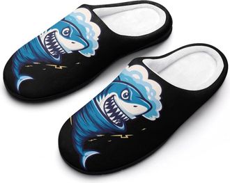 Generic Shark Tornado Storm Hurricane Men Slippers Funny House Shoes Cotton Slipper for Indoor Outdoor
