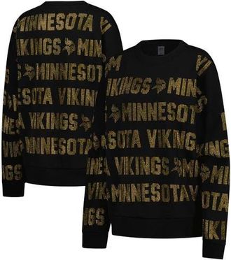 Gameday Couture Womens Gameday Couture Black Minnesota Vikings Oversized Hype Era Rhinestone Text Sweatshirt at Nordstrom, Size Xx-Large