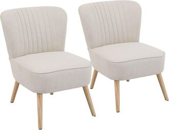 Oviala Conjunto de 2 sillones estilo sapo en tela beige