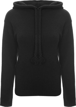 Max Mara Womens Rienza Hooded Knit Top In Black - Size X-Large