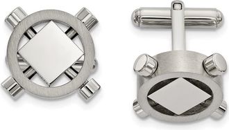 Diamond2Deal Stainless Steel Brushed and Polished Cufflinks