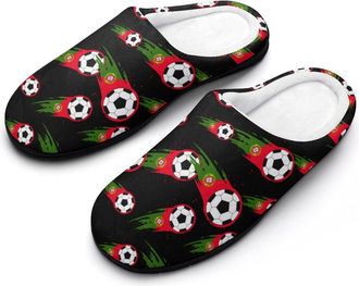 Generic Portugal Flag Football Cotton Slippers for Women Indoor Outdoor Slipper Slip-On Memory Foam Home Shoes