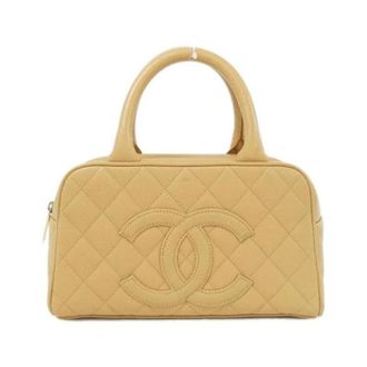 Chanel Pre-owned Vintage Boston Bag - Dames - Pre-owned - Beige - Maat: ONE Size Leer