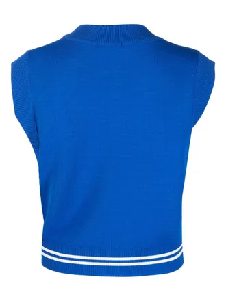 Autry Logo-Embroidered Ribbed Sweater Vest - Blue