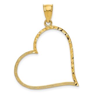 Diamond2Deal 10k Yellow Gold Satin Diamond-cut Crooked Heart Pendant