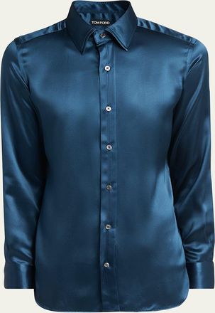 Tom Ford Mens Silk Charmeuse Slim-Fit Dress Shirt