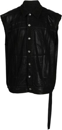 Rick Owens sleeveless wax-coated cotton vest - unisex - Cotton/Polyester/Cotton - L - Black