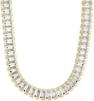 Sterling Forever Tapered Baguette Cut Cubic Zirconia Tennis Necklace in Gold at Nordstrom