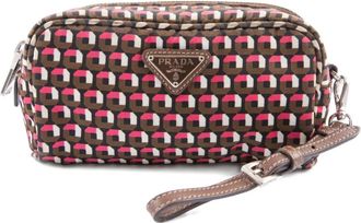 Prada Clutch con stampa geometrica 2024 - Marrone