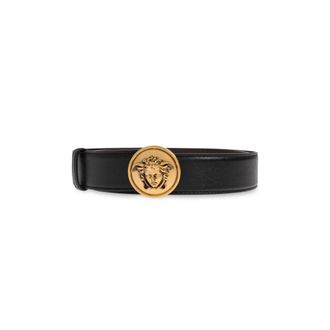 Versace Belts, female, Black, Size: 100 CM Leather Belt 3.5 cm