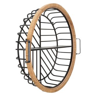 Dmora Estante Homer, Un Estante, Marco De Rat&aacute;n Tejido, Tonalidad Estructura Roble, 73x18x65h Cm Marr&oacute;n Roble
