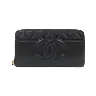 Chanel Black Pink Leather Long Wallet (Bi-Fold) (Pre-Owned)