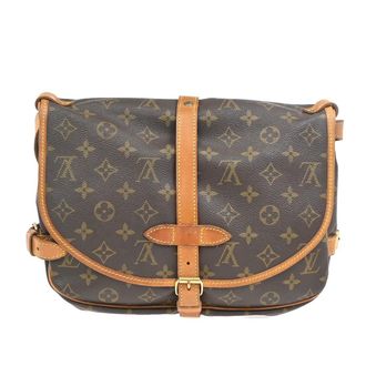 Louis Vuitton Saumur Monogram Canvas Brown Leather Handbag (Pre-Owned)