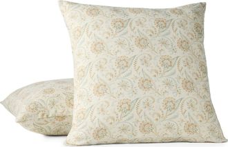 Coyuchi Ponderosa Print Throw Pillow Cover in Sand W/Chestnut at Nordstrom