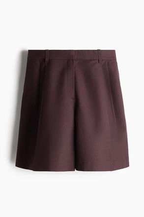 H&M Linen-blend Tailored Shorts in Dark Brown at Nordstrom, Size 16