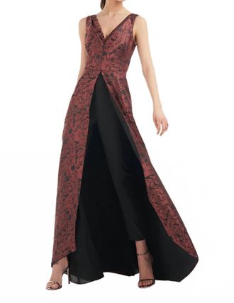 Kay Unger Agnes Walk Thru Jumpsuit In Deep Berry