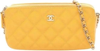 Chanel Pre-owned Vintage Cross Body Bag - Dames - Vintage Schoudertas - Geel - ONE Size - Leer - Vintage