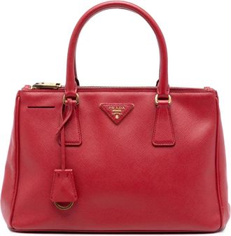 Prada Borsa a tracolla Lux Galleria piccola in pelle Saffiano con doppia zip 2010-2025 - Rosso