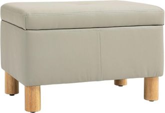 HOMCOM Homcom - baúl de almacenaje para dormitorio 33L puff almacenaje tapizado en pu banco de almacenaje con patas de madera 60x38x40 cm gris claro