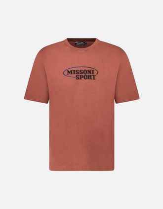 Missoni Mens Missoni Sport Embroidery Logo Crew Neck T-Shirt Rust Brown - Size: 36