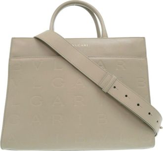 Bulgari Grayish Leather Tote Bag (Pre-Owned)