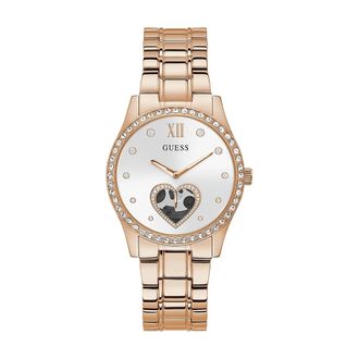 Guess Horloge met hartvormige wijzerplaat en stalen armband - Dames - Horloges - Geel - ONE Size - Accessoires