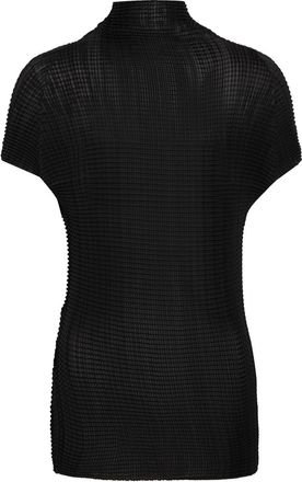 Issey Miyake Pleated High-neck Woven top - Black - 2