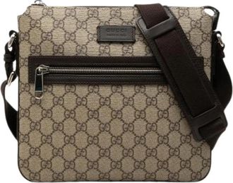 Gucci Pre-owned Canvas Crossbody Bag - unisex - Vintage Schoudertas - Beige - ONE Size - Leer - Vintage