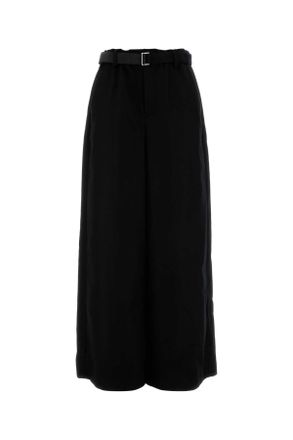 sacai Black Wool Wide Leg Pant