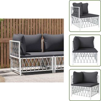 vidaXL The Living Store Divano Angolare Giardino con Cuscini Bianco Tessuto Intrecciato - Seduta da giardino